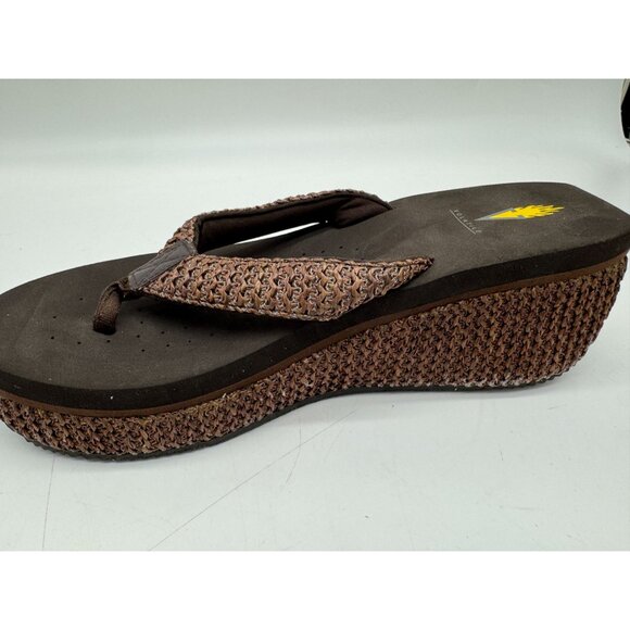 Volatile Women's Chunky Wedge Platform Flip Flop Thong Sandal Sz 11 Brown Casual - Picture 6 of 11